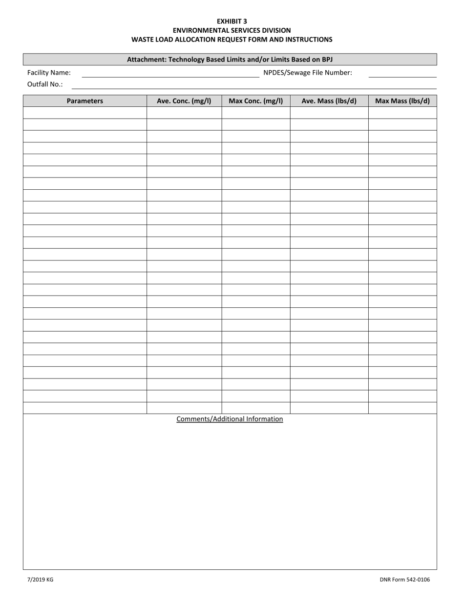 DNR Form 542-0106 Exhibit 3 Waste Load Allocation Request Form - Iowa, Page 3