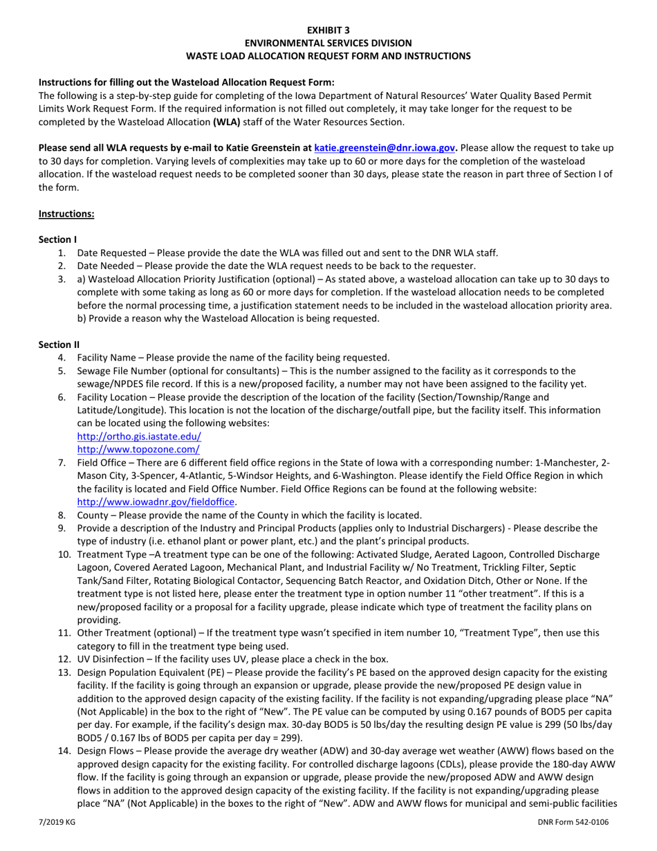 DNR Form 542-0106 Exhibit 3 Waste Load Allocation Request Form - Iowa, Page 4