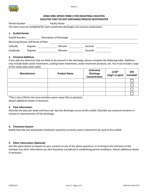 Form 2 (DNR Form 2542-1377)  Printable Pdf