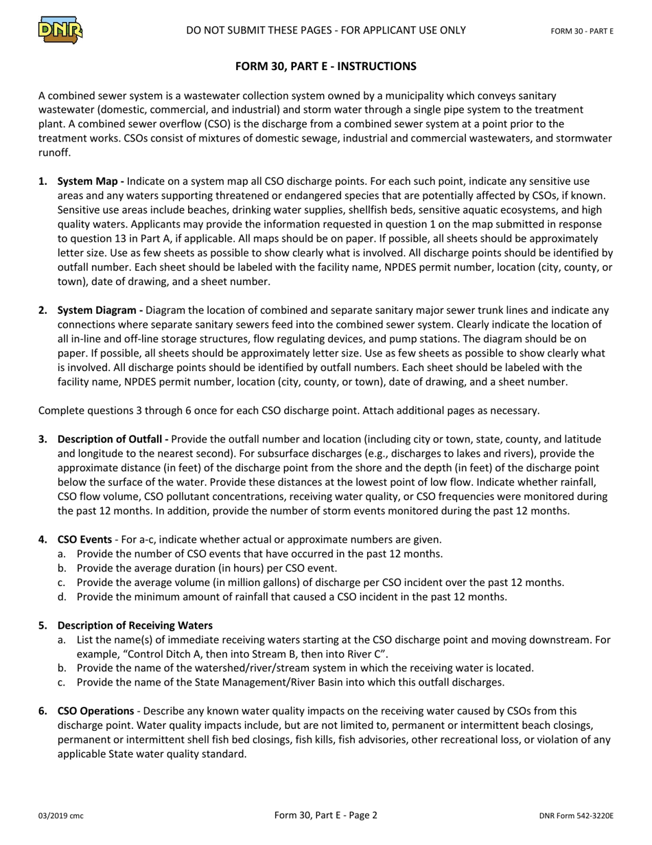 Form 30 (DNR Form 542-3220E) Part E Npdes Permit Application - Combined Sewer Systems - Iowa, Page 2