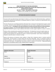 DNR Form 542-1258 Npdes and Operation Permits/Petition for Waiver or Variance - Iowa