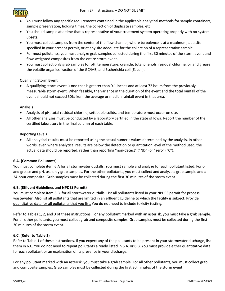 Form 2F (DNR Form 542-1380) Npdes Permit Application Form for Industrial Facilities That Discharge Stormwater Associated With Industrial Activity - Iowa, Page 11