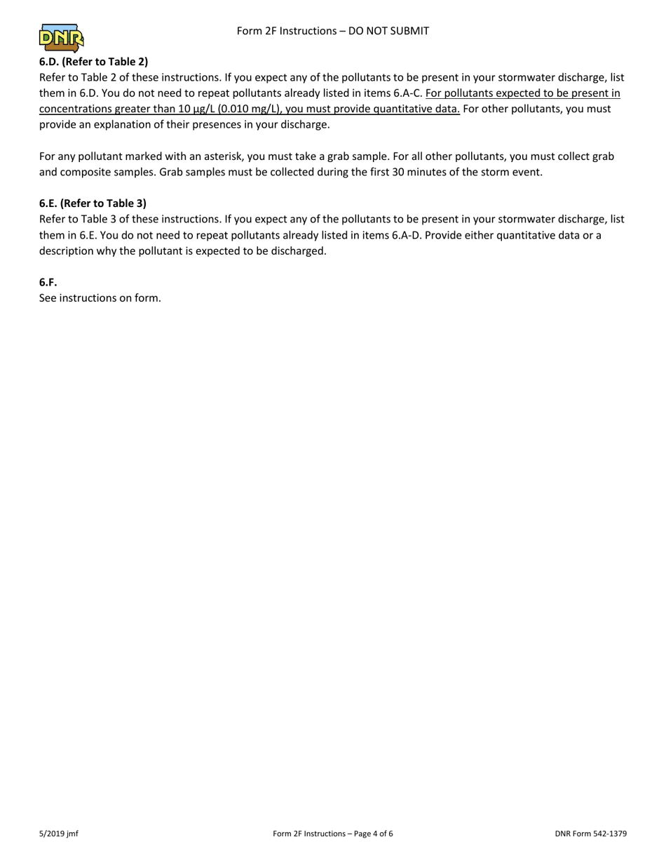 Form 2F (DNR Form 542-1380) Npdes Permit Application Form for Industrial Facilities That Discharge Stormwater Associated With Industrial Activity - Iowa, Page 12