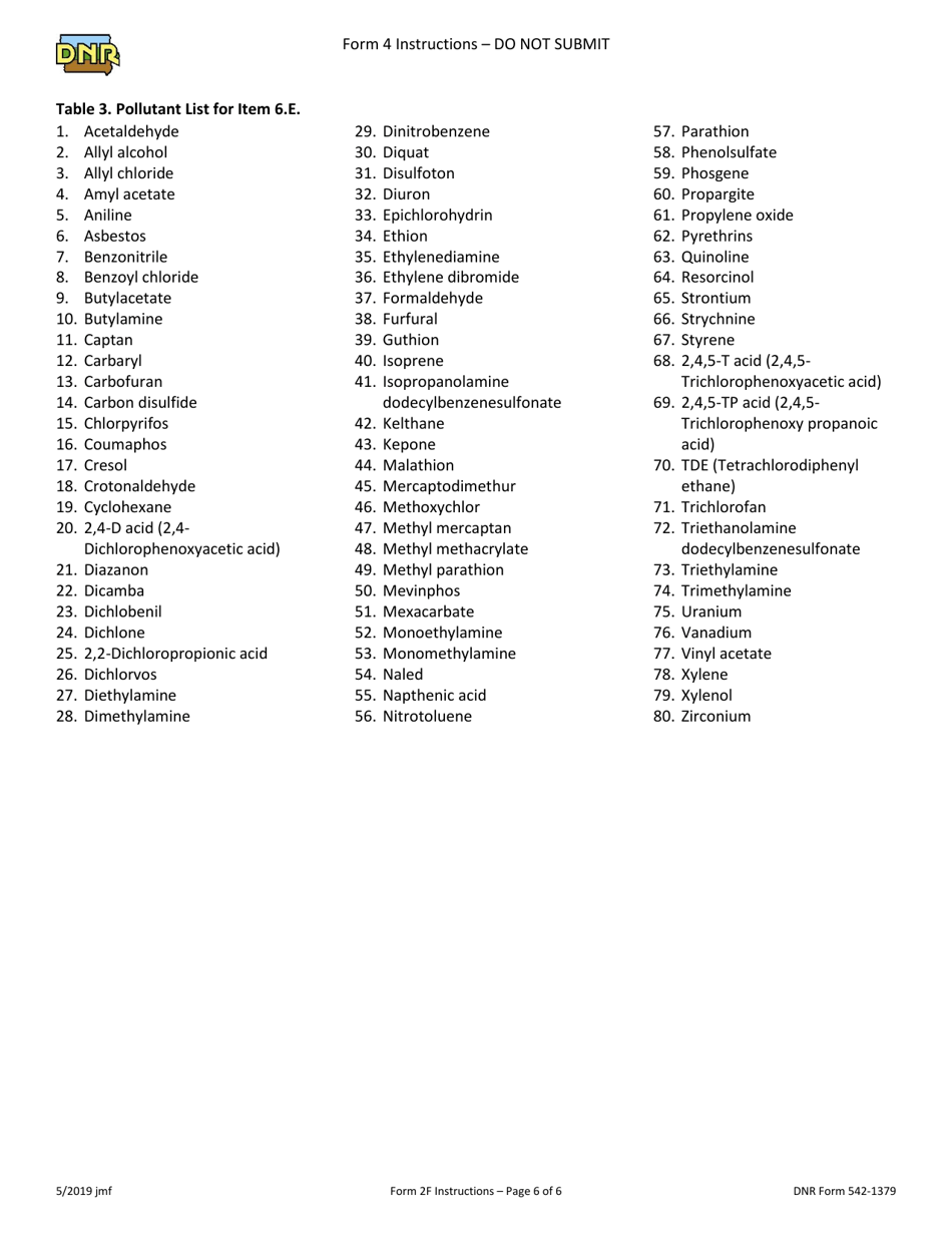 Form 2F (DNR Form 542-1380) Npdes Permit Application Form for Industrial Facilities That Discharge Stormwater Associated With Industrial Activity - Iowa, Page 14