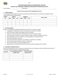 Form 2F (DNR Form 542-1380) &quot;Npdes Permit Application Form for Industrial Facilities That Discharge Stormwater Associated With Industrial Activity&quot; - Iowa