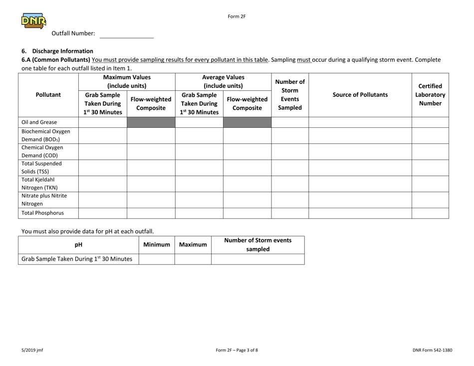 Form 2F (DNR Form 542-1380) Npdes Permit Application Form for Industrial Facilities That Discharge Stormwater Associated With Industrial Activity - Iowa, Page 3
