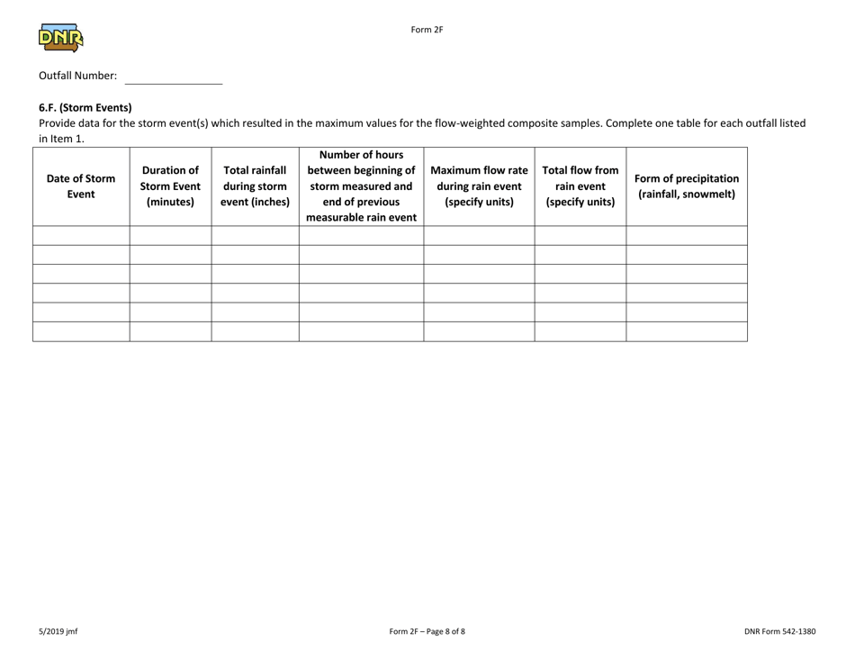Form 2F (DNR Form 542-1380) Npdes Permit Application Form for Industrial Facilities That Discharge Stormwater Associated With Industrial Activity - Iowa, Page 8
