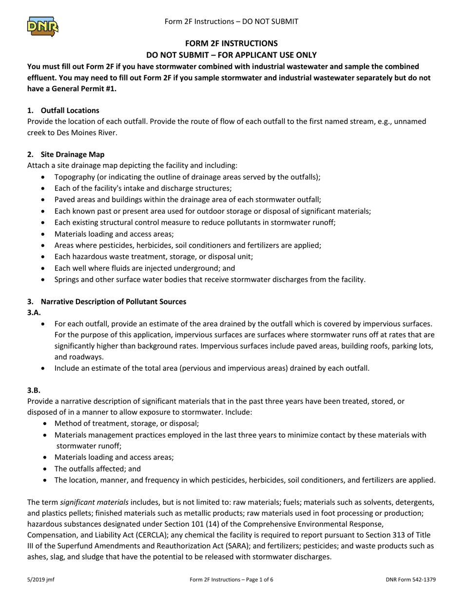 Form 2F (DNR Form 542-1380) Npdes Permit Application Form for Industrial Facilities That Discharge Stormwater Associated With Industrial Activity - Iowa, Page 9