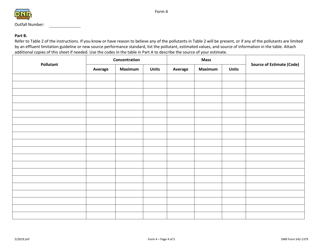 Form 4 (DNR Form 542-1379) Npdes Permit Application Form for Industrial Facilities - New Facilities That Discharge Process Wastewater - Iowa, Page 4