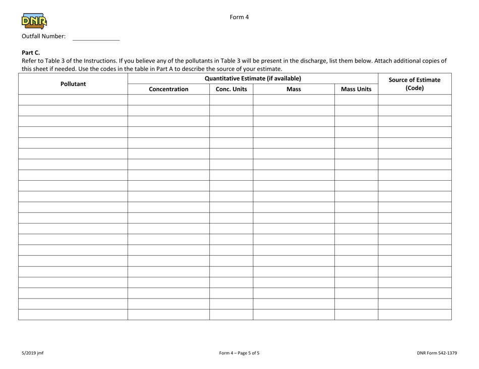 Form 4 (DNR Form 542-1379) Npdes Permit Application Form for Industrial Facilities - New Facilities That Discharge Process Wastewater - Iowa, Page 5