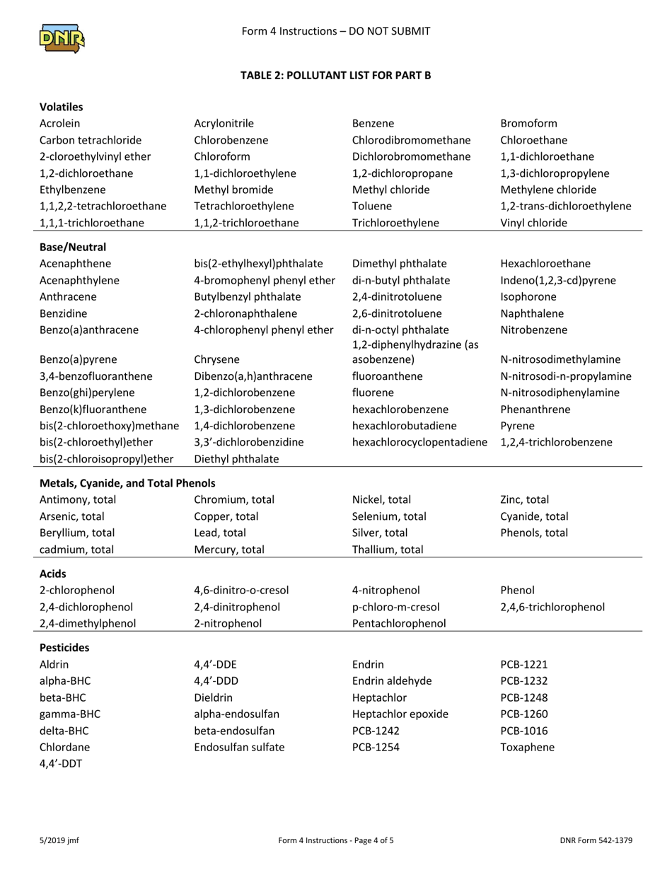 Form 4 (DNR Form 542-1379) Npdes Permit Application Form for Industrial Facilities - New Facilities That Discharge Process Wastewater - Iowa, Page 9