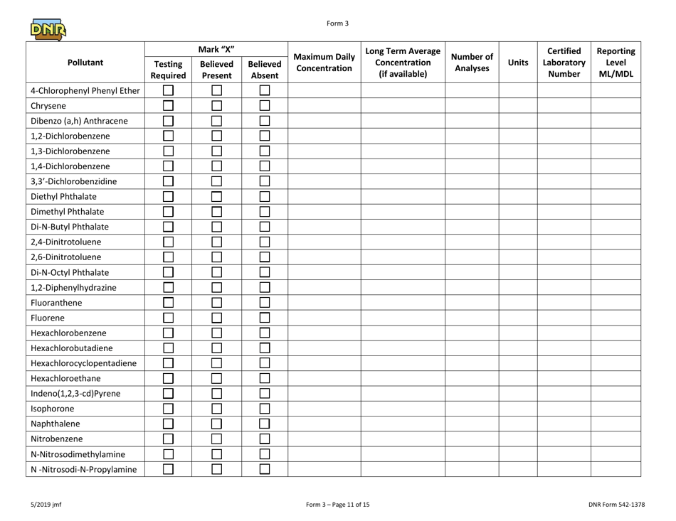 DNR Form 3 Npdes Permit Application Form for Industrial Facilities That Discharge Process Wastewater (Existing) - Iowa, Page 11