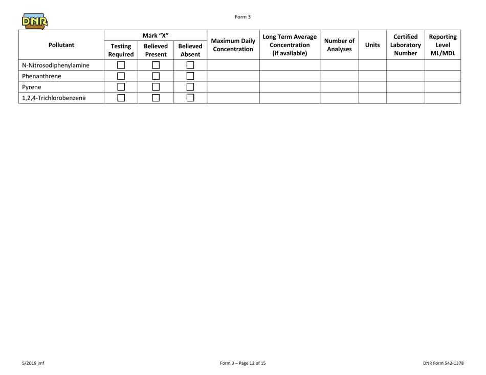 DNR Form 3 Npdes Permit Application Form for Industrial Facilities That Discharge Process Wastewater (Existing) - Iowa, Page 12