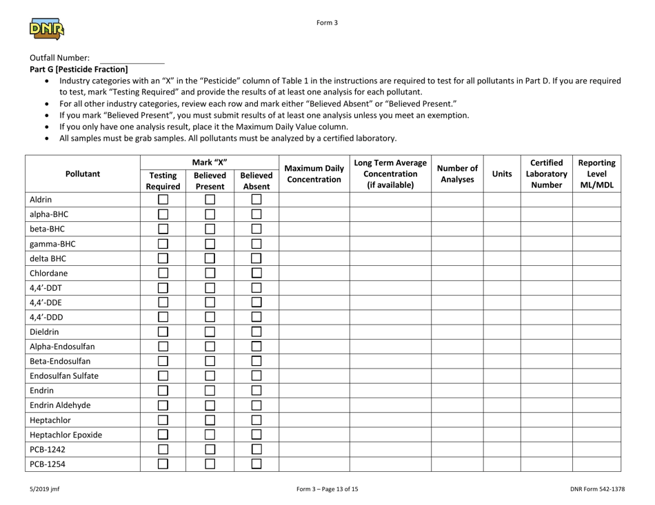 DNR Form 3 Npdes Permit Application Form for Industrial Facilities That Discharge Process Wastewater (Existing) - Iowa, Page 13