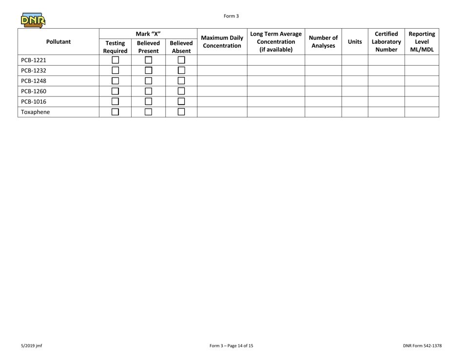 DNR Form 3 Npdes Permit Application Form for Industrial Facilities That Discharge Process Wastewater (Existing) - Iowa, Page 14