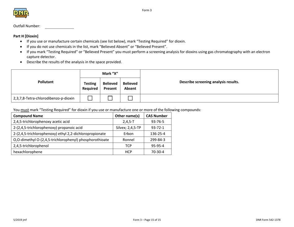 DNR Form 3 Npdes Permit Application Form for Industrial Facilities That Discharge Process Wastewater (Existing) - Iowa, Page 15