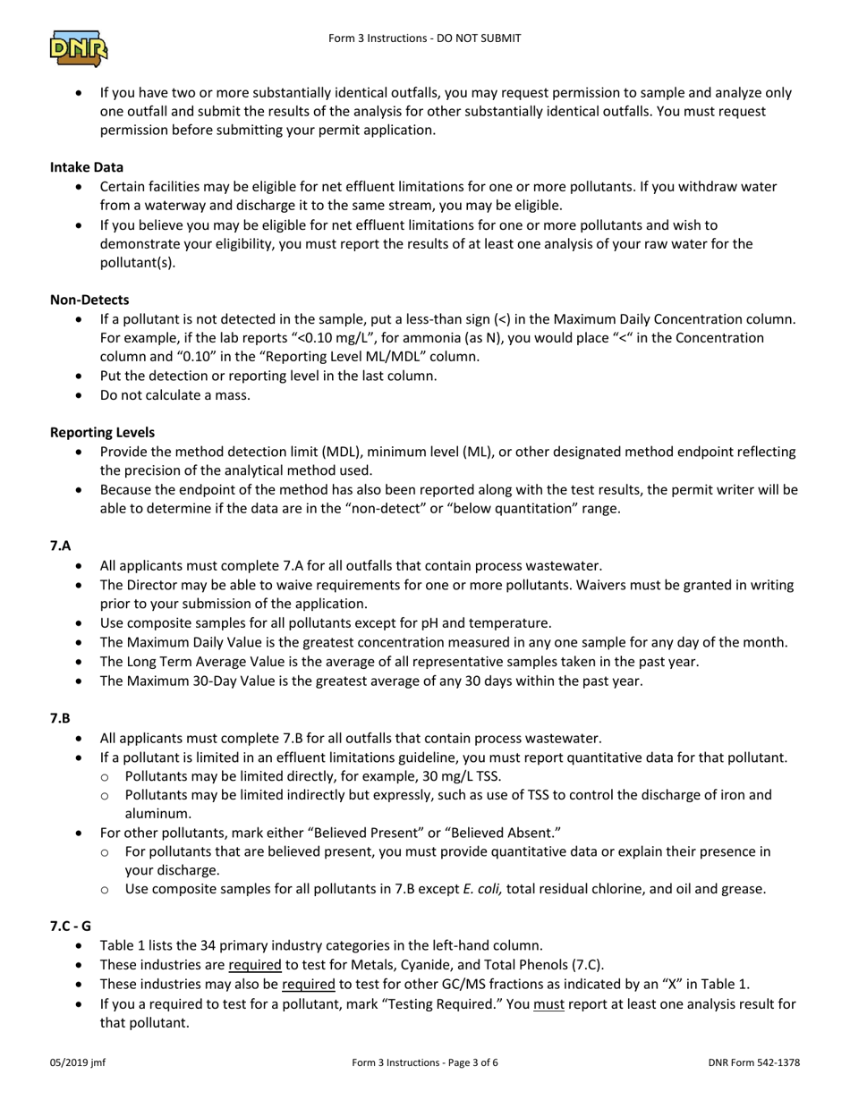 DNR Form 3 Npdes Permit Application Form for Industrial Facilities That Discharge Process Wastewater (Existing) - Iowa, Page 18