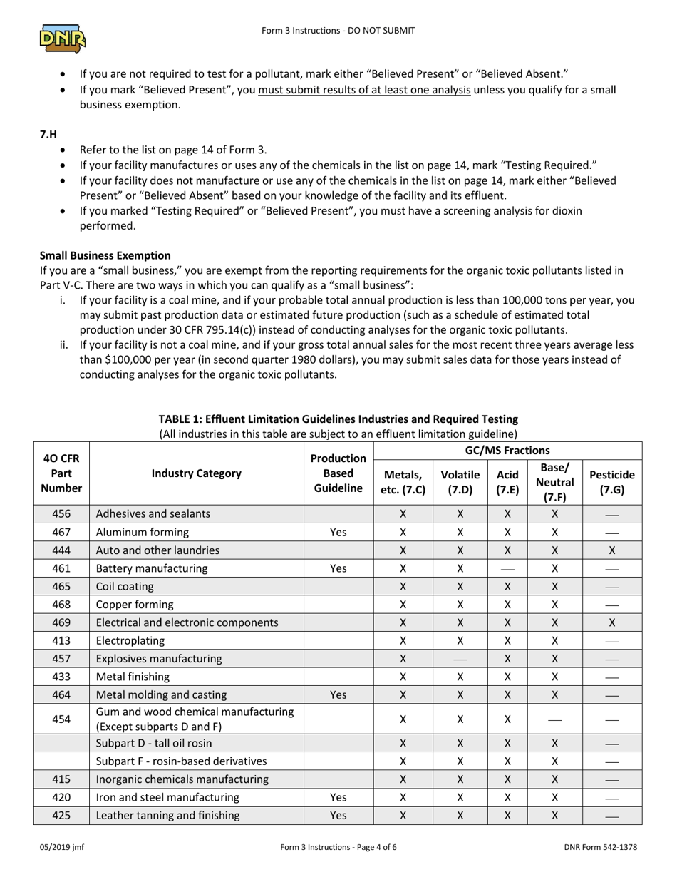 DNR Form 3 Npdes Permit Application Form for Industrial Facilities That Discharge Process Wastewater (Existing) - Iowa, Page 19