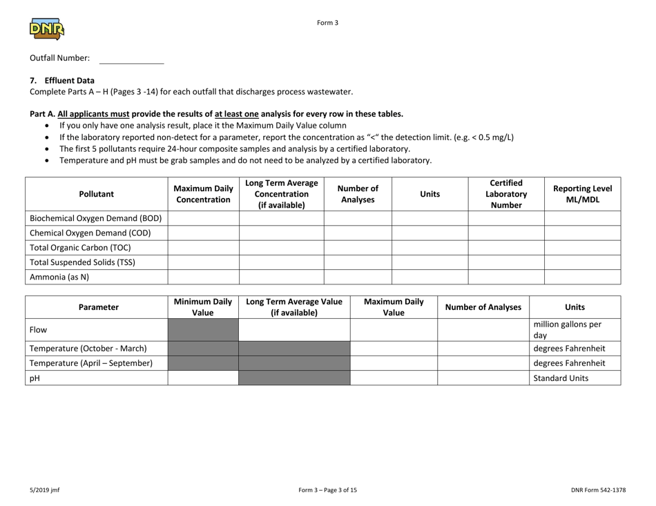 DNR Form 3 Npdes Permit Application Form for Industrial Facilities That Discharge Process Wastewater (Existing) - Iowa, Page 3
