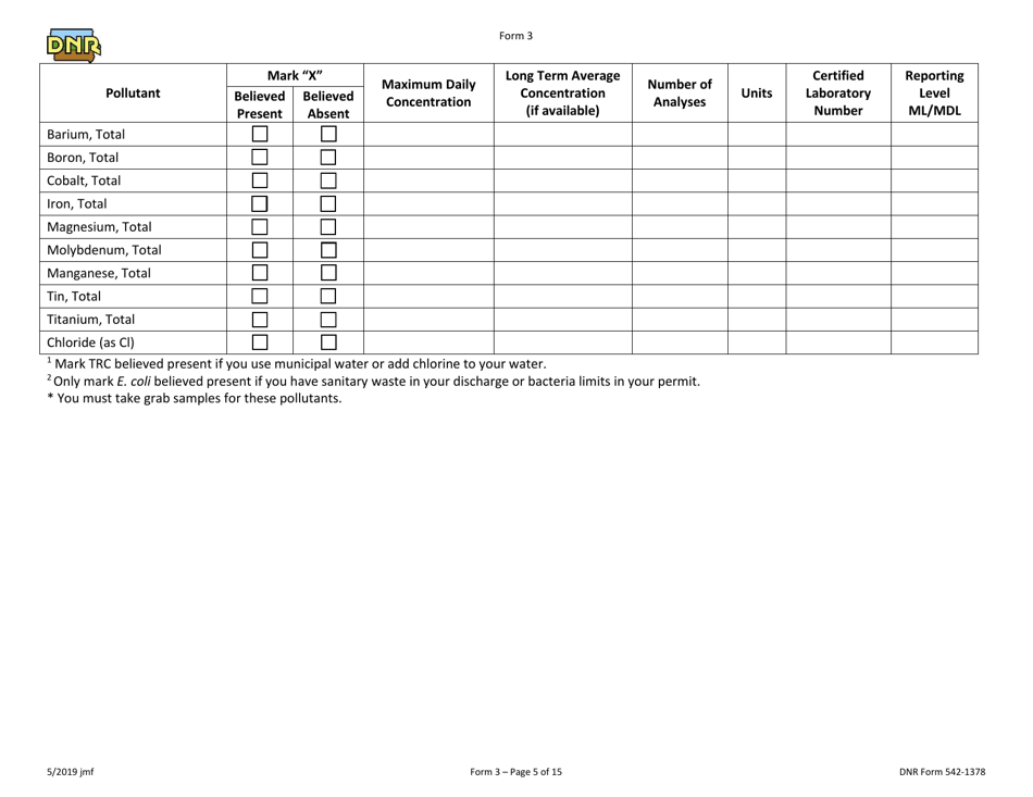 DNR Form 3 Npdes Permit Application Form for Industrial Facilities That Discharge Process Wastewater (Existing) - Iowa, Page 5