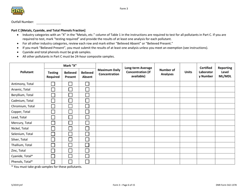 DNR Form 3 Npdes Permit Application Form for Industrial Facilities That Discharge Process Wastewater (Existing) - Iowa, Page 6