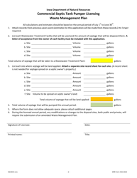 DNR Form 542-2010 Application for Commercial Septic Tank Cleaner - Iowa, Page 2