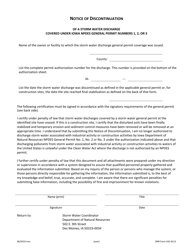 DNR Form 542-8115 Notice of Discontinuation of a Storm Water Discharge Covered Under Iowa Npdes General Permit Numbers 1, 2, or 3 - Iowa