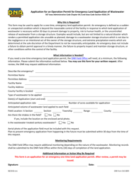 Document preview: DNR Form 542-0899 Application for an Operation Permit for Emergency Land Application of Wastewater - Iowa