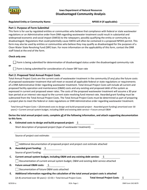 DNR Form 542-0679  Printable Pdf