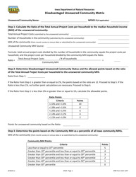DNR Form 542-1247 Disadvantaged Unsewered Community Matrix - Iowa