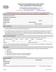 DNR Form 542-0855 Request for Bonded Registration and/or Title for Boats, Snowmobiles or off Road Vehicles - Iowa