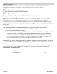 DNR Form 542-0855 Request for Bonded Registration and/or Title for Boats, Snowmobiles or off Road Vehicles - Iowa, Page 2