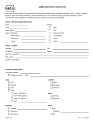 DNR Form 542-0998 Orphan Container Recon Form - Iowa