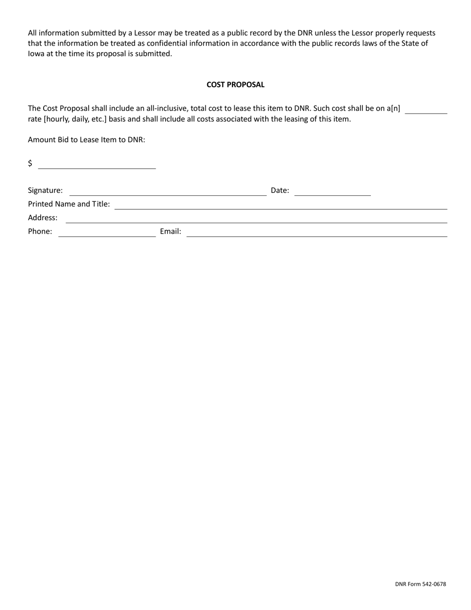 DNR Form 542-0678 Informal Competitive Solicitation for Leasing - Iowa, Page 2