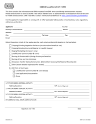 DNR Form 542-0582 Debris Management Form - Iowa