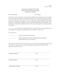 Document preview: Form I/DD-1 I/DD Medicaid Waiver Individual Choice - Kansas