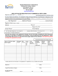 Document preview: Application for Registration of Commercial Fertilizers - Kansas