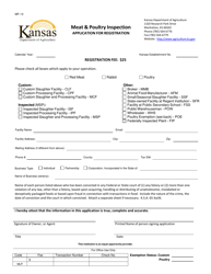 Form MP-19 &quot;Meat &amp; Poultry Inspection Application for Registration&quot; - Kansas