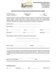 Document preview: Application for a Single Service Manufacturing License - Kansas