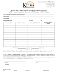 Form T1A &quot;Monthly Report of Kansas Grade a Milk Producer Sales or Deliveries to Milk Producer's Association Cooperative, Milk Processor or Milk Distributor&quot; - Kansas