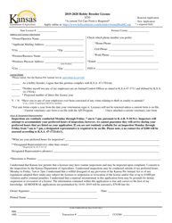 Document preview: Hobby Breeder License Application - Kansas