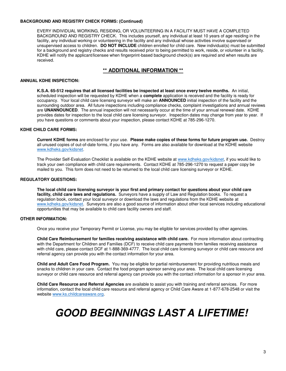 Instructions for Form CCL201 Application for a Licensed Day Care Home or Licensed Group Day Care Home - Kansas, Page 3
