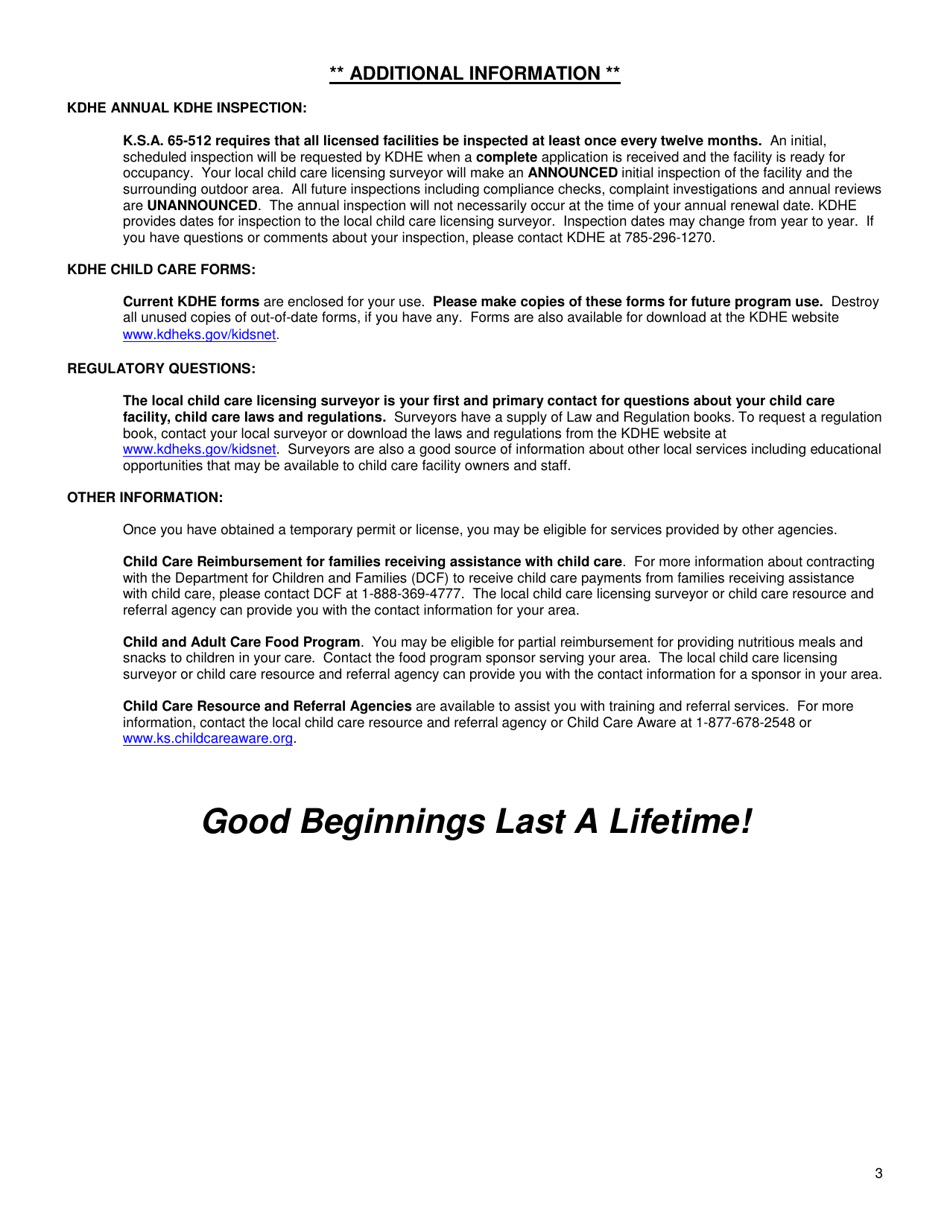 Instructions for Form CCL.801 Application for a School Age Drop-In Program - Kansas, Page 3