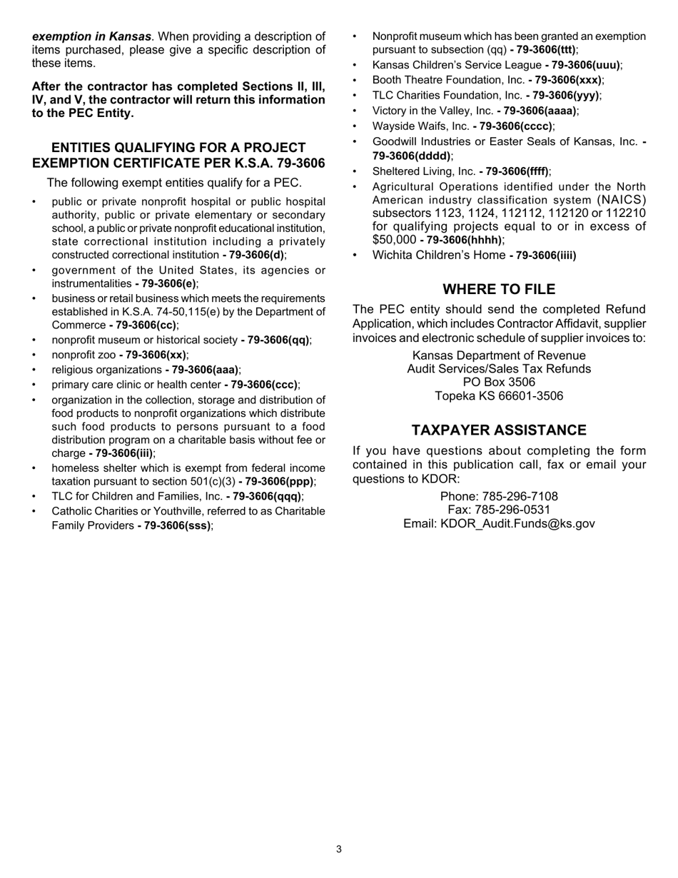 Form ST-21PEC Sales and Use Tax Refund Application for Use by Pec Entities - Kansas, Page 3