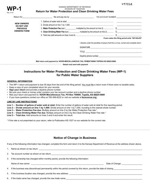 Form WP-1 Return for Water Protection and Clean Drinking Water Fees - Kansas