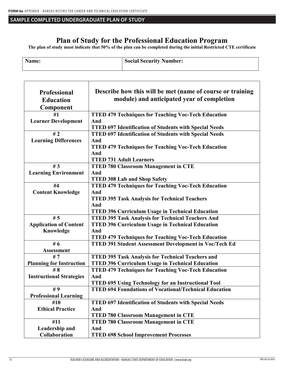Form 6A Application for Kansas Restricted Career and Technical Education Certificate - Kansas, Page 13