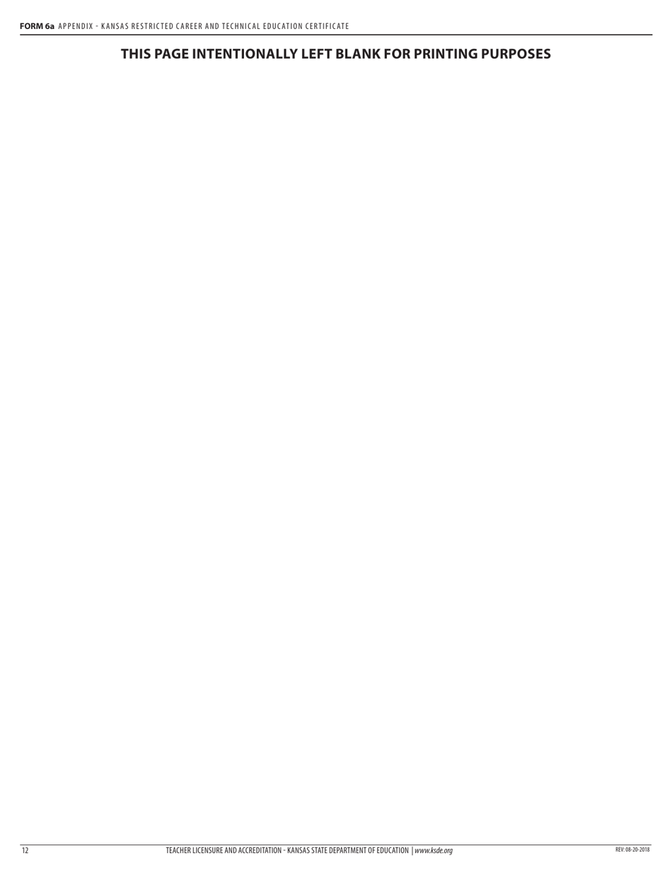 Form 6A Application for Kansas Restricted Career and Technical Education Certificate - Kansas, Page 14