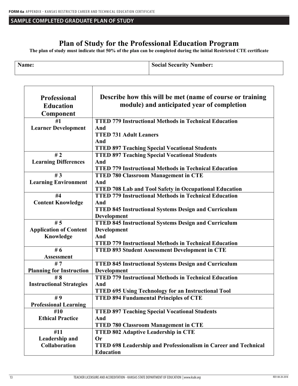 Form 6A Application for Kansas Restricted Career and Technical Education Certificate - Kansas, Page 15