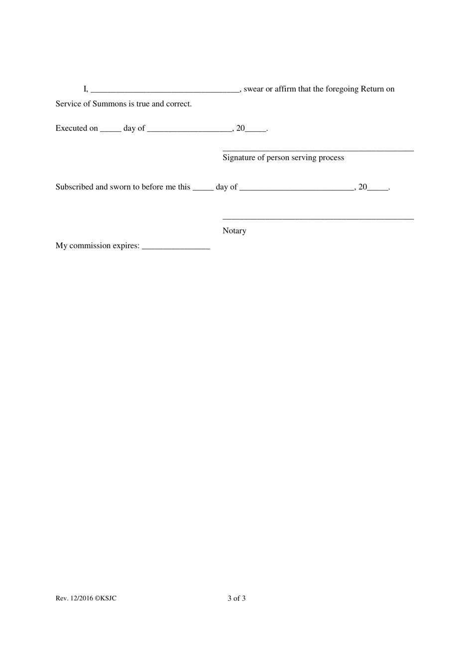 Kansas Summons (In State) - Fill Out, Sign Online and Download PDF ...