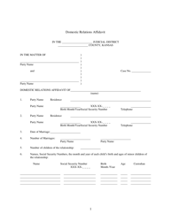 Document preview: Domestic Relations Affidavit - Kansas